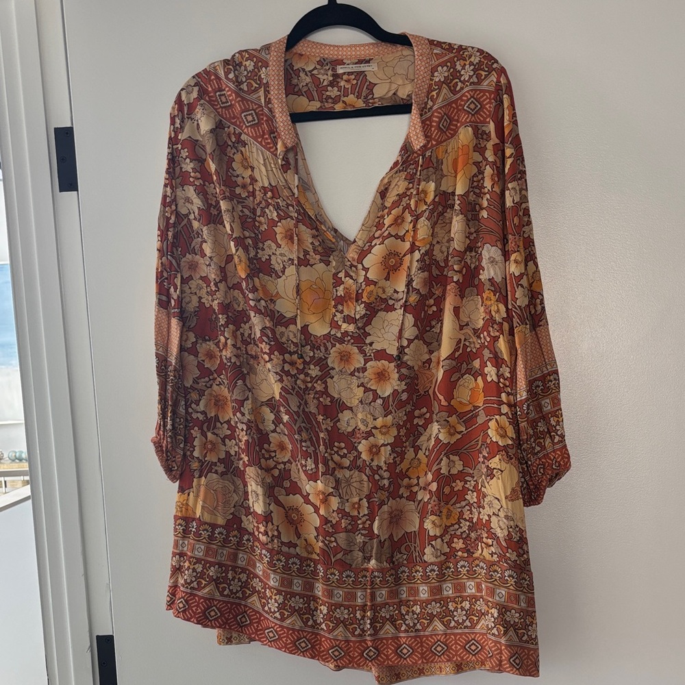 Spell Floral Dress  in Warm Orange and Brown